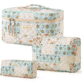 HBselect quilted makeup bag with floral coquette pattern for chic cosmetic storage on the go