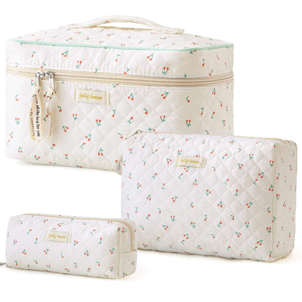 HBselect quilted makeup bag with floral pattern offers durable daily cosmetics storage.
