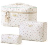 HBselect quilted makeup bag with floral pattern offers durable daily cosmetics storage.