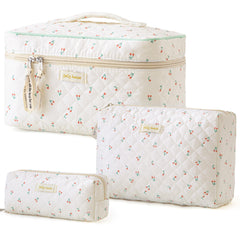 HBselect quilted makeup bag with floral pattern offers durable daily cosmetics storage.