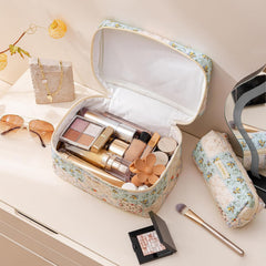 HBselect large travel-capacity bag holds lipsticks, brushes, and skincare essentials on trips