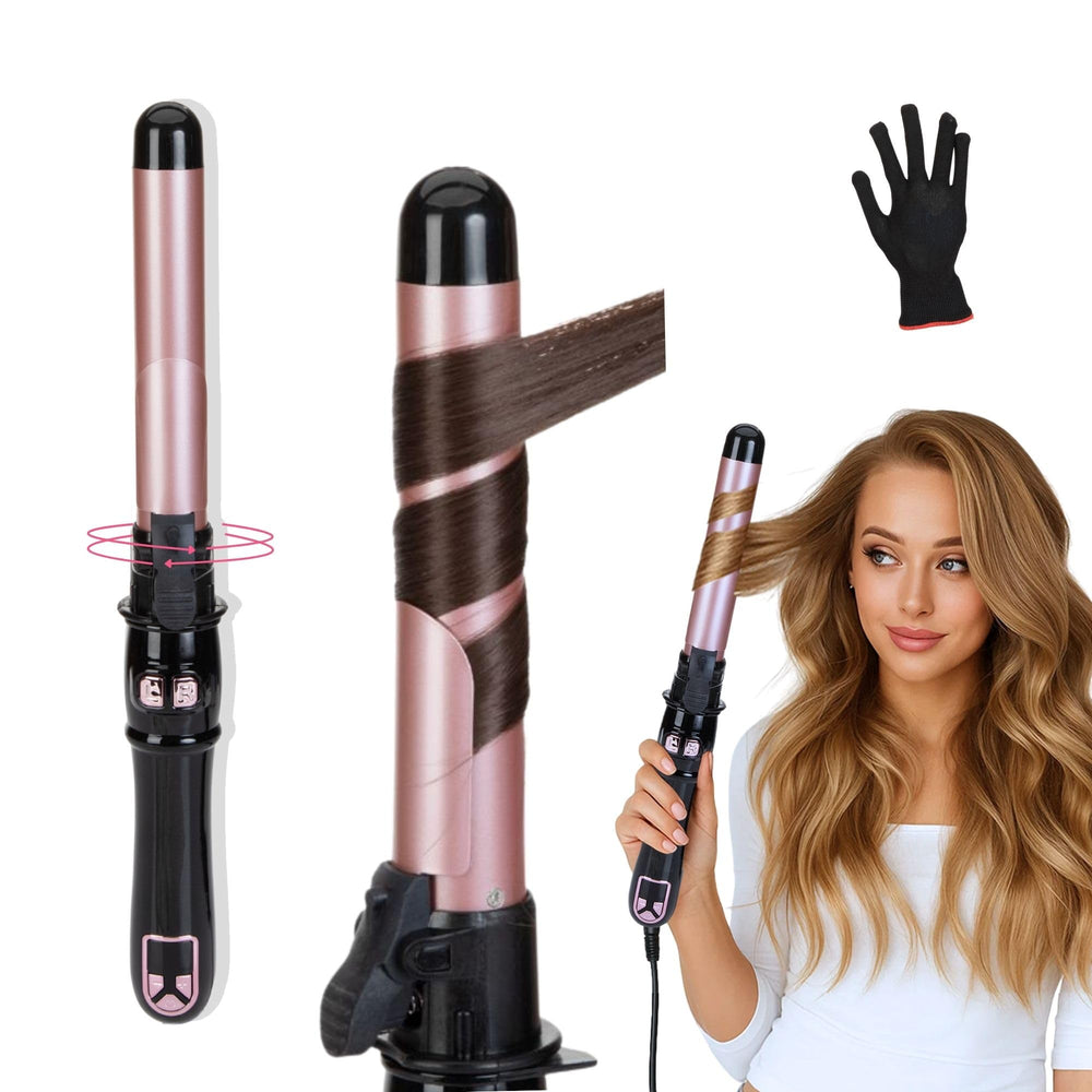 HC Honey Coco rotating curling iron rose gold hair style for salon-quality curls