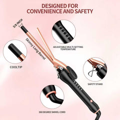 HCAH travel-friendly curling wand with dual voltage for worldwide styling