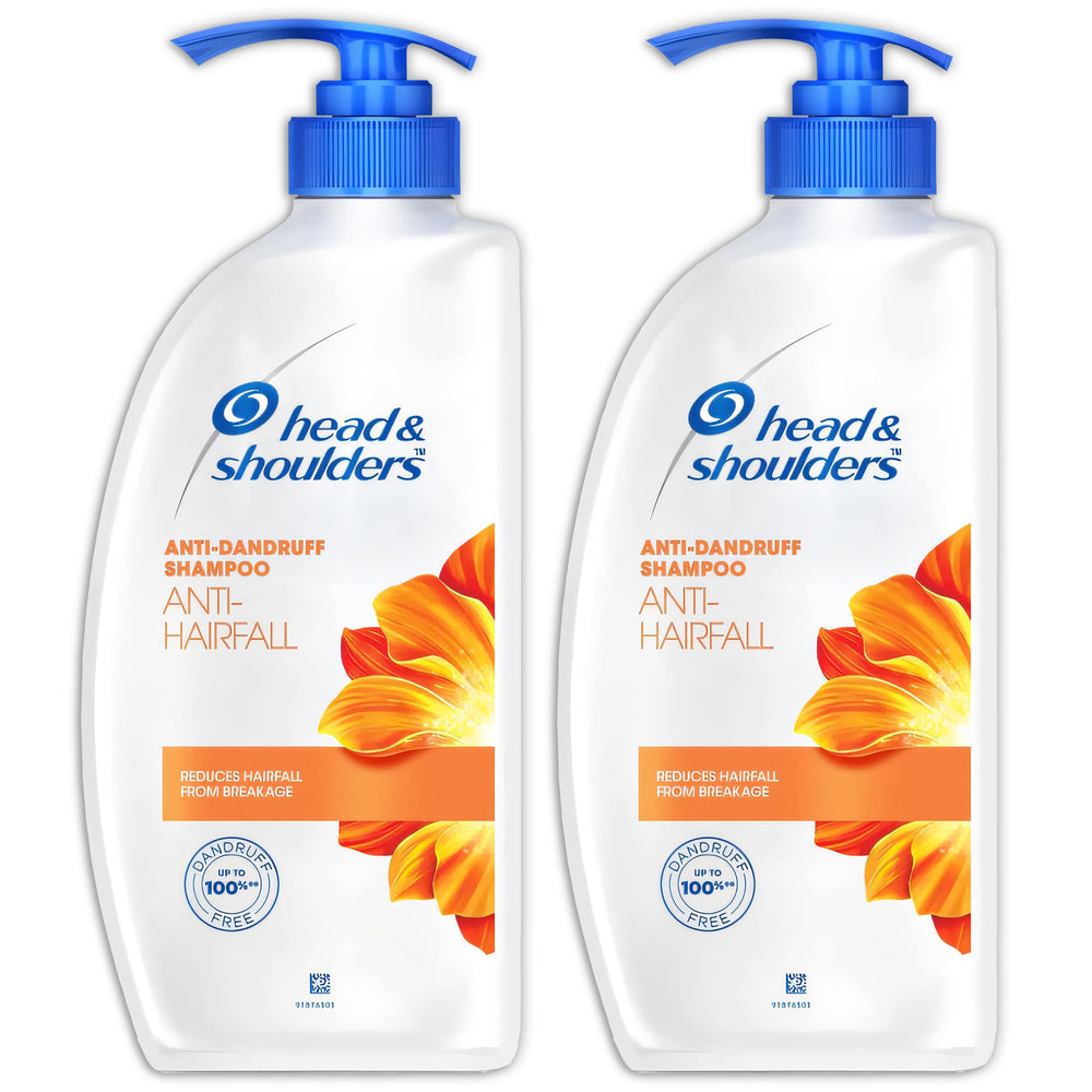 Head & Shoulders anti-dandruff shampoo bottle closeup shows dandruff relief for a cleaner scalp.