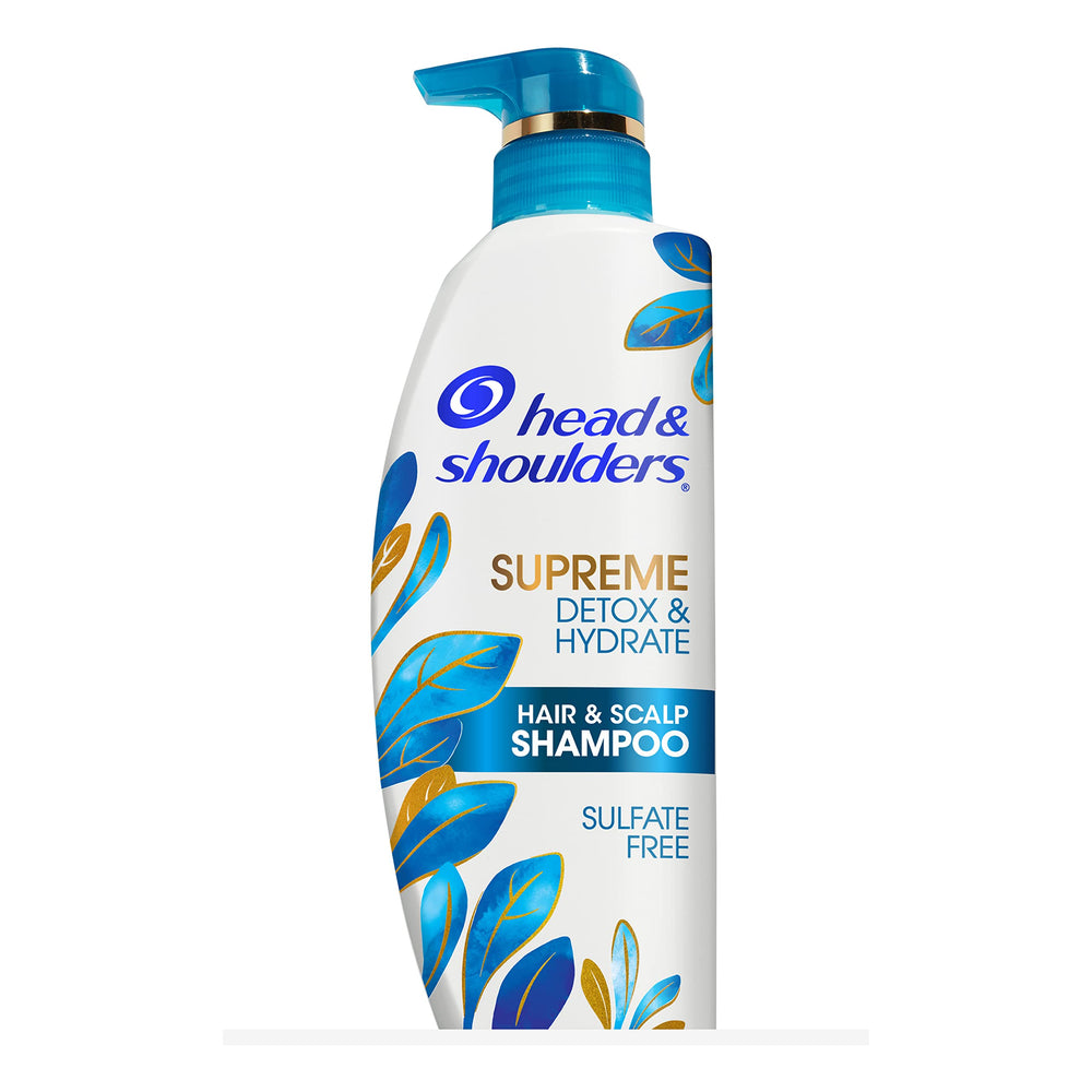 Head & Shoulders Supreme detox bottle front view with sulfate-free cleansing and hydration.