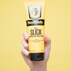 HeadBlade HeadSlick menthol cooling image highlights refreshing sensation on shaved scalp.