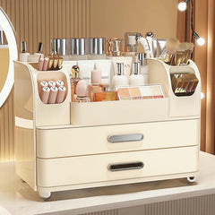 Heaime makeup organizer with drawers, top view, showcasing spacious vanity storage.