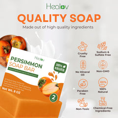 Healov Persimmon Soap Bar foaming action for cleansing feet and underarms odor control