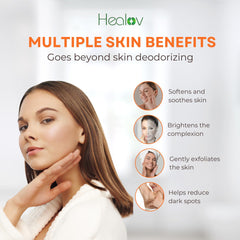 Healov Persimmon Soap Bar ingredients close-up featuring persimmon extract and gentle skin-brightening benefits