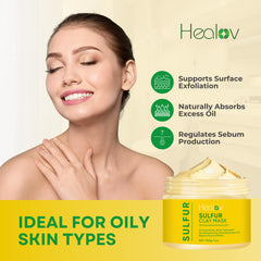 Healov sulfur mask applied on face for oil control and clarity