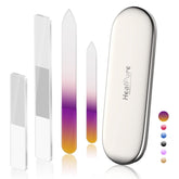 HealPure glass nail buffer 2pc for gentle shaping and natural shine on nails.
