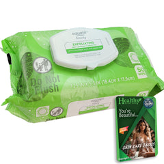 Healthy Surplus Equate exfoliating towelettes textured side close-up for gentle cleansing and makeup removal