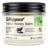 HealthyDerm Beef Tallow Honey Balm jar showing whipped texture for daily hydration