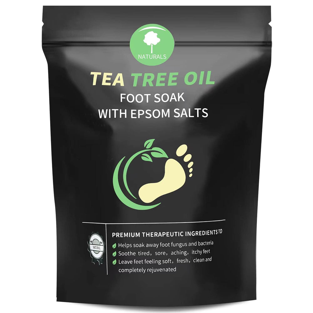 HEAMAVIN Tea Tree Foot Soak bottle close-up for a soothing at-home spa