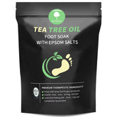 HEAMAVIN Tea Tree Foot Soak bottle close-up for a soothing at-home spa