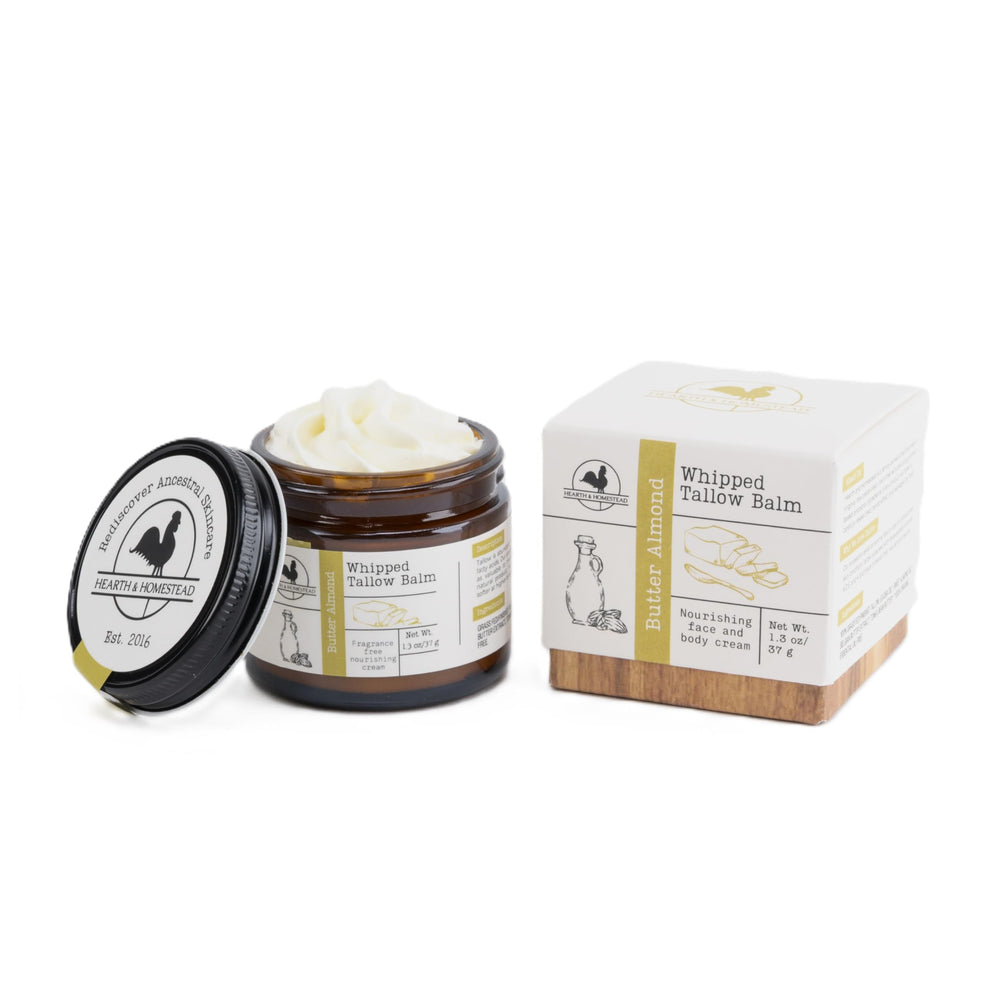 Hearth and Homestead whipped tallow balm jar front for natural moisturization
