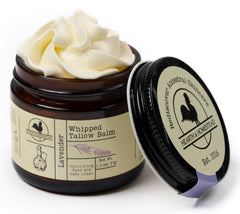 Hearth and Homestead whipped tallow balm lavender jar, ideal for dry skin.