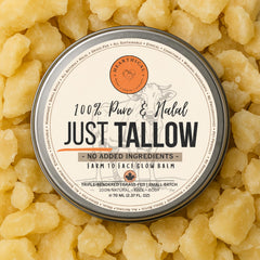 Hearthical Just Tallow ingredients closeup highlights vitamins A, D, E, K