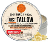Hearthical Just Tallow jar closeup highlighting pure unscented balm for deep hydration