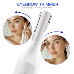 HEBECA double-sided eyebrow trimmer detail blade close-up for precise shaping.