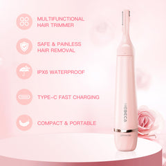 HEBECA eyebrow trimmer with hypoallergenic blades for painless shaping.