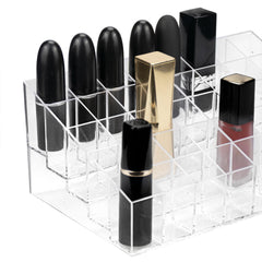 Hedume transparent makeup storage helps organize lip products, brushes, and bottles