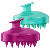 HEETA hair scalp massager in hand demonstrates comfortable cleansing in the shower.