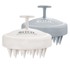 HEETA scalp massager 2-pack setup image showcases easy in-shower use for all hair types.