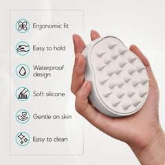 HEETA scalp massager exfoliation action promotes deeper cleansing and scalp refreshment.