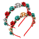 HEIDKRUEGER Christmas headband red green bells closeup for festive party style