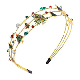 HEIDKRUEGER Christmas Tree Headband with red and green crystals for festive party styling.