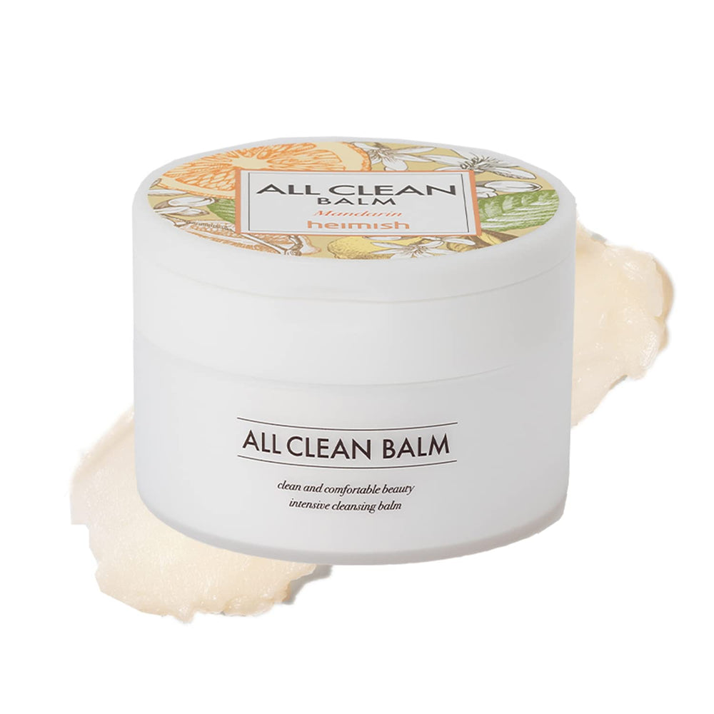 HEIMISH All Clean Balm Mandarin bottle shows gentle makeup removal with citrus aroma.