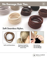 Heliums 18-pack brown hair ties for thin to normal hair with secure medium hold.