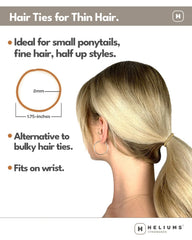 Heliums thin hair elastics light blonde close-up fabric-wrap grips gently without snagging