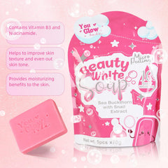 helowod You Glow Babe soap bar closeup highlights rich lather and gentle daily care.