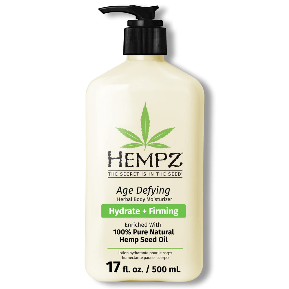Hempz Age-Defy bottle demonstrates quick absorption for daily moisturizing.