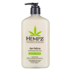 Hempz Age Defying Body Moisturizer pump bottle front for daily hydration and smooth skin
