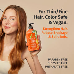 Hempz Biotin Conditioner application on hair shows detangling and softness