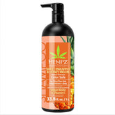 Hempz Biotin Hair Shampoo label highlights sweet pineapple honey melon fragrance for color safe cleansing