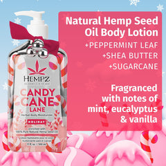 Hempz body lotion texture close-up emphasizes shea butter and hemp seed nourishment