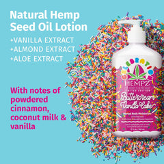 Hempz Buttercream Vanilla Cake Lotion soft-hands focuses on comfortable post-shower hydration