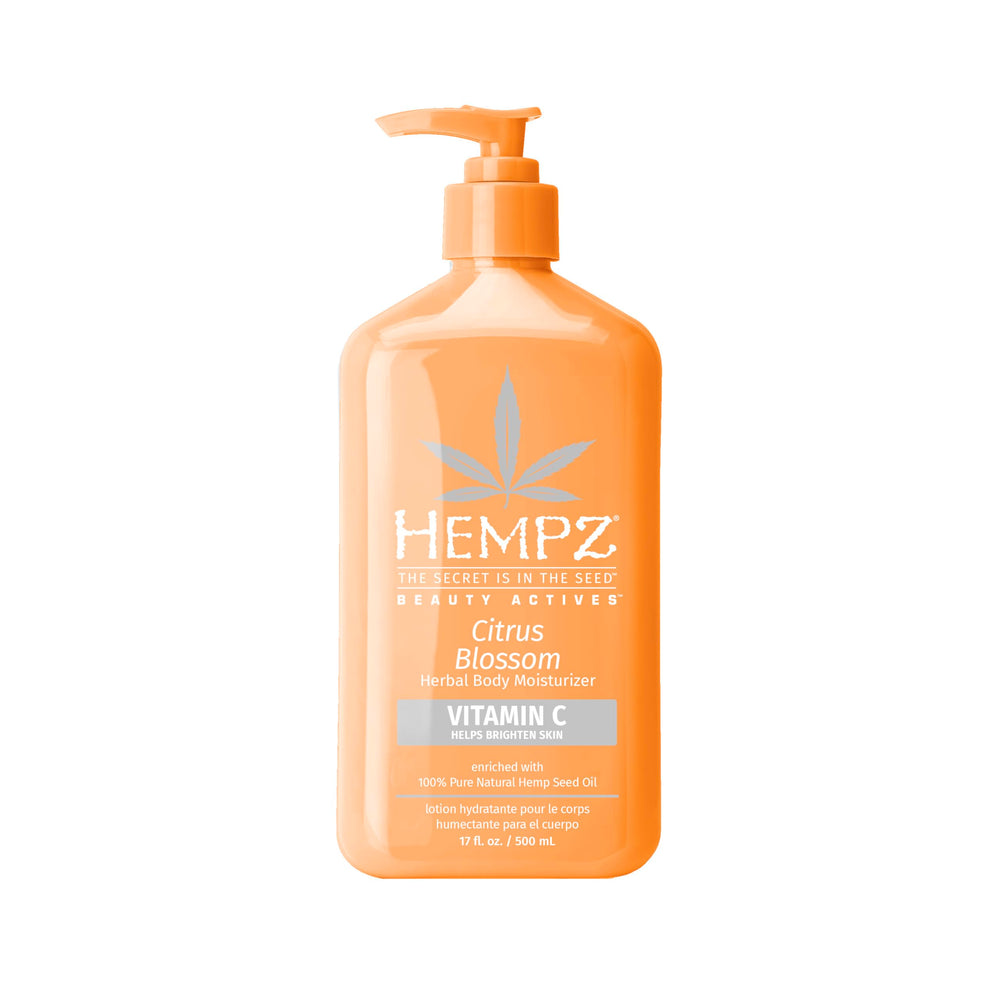 Hempz Citrus Blossom lotion bottle for easy daily moisturization and hydrated skin.