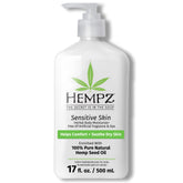 Hempz Sensitive Skin Moisturizer bottle showing fragrance-free hydration for sensitive skin