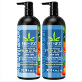 HEMPZ shampoo bottle with grapefruit-peach scent for color-treated hair hydration.