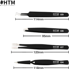 HengTianMei tweezers close-up showing slant tip for precise tasks
