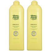 Heno de Pravia shower gel bottle with original scent for refreshing daily cleansing.