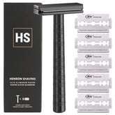Henson Shaving Jet Black Razor front view highlights 30° blade angle for precise shaving