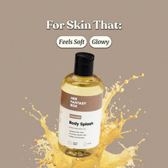 Her Fantasy Box body-splash non-greasy-pour demonstrates quick absorption and a non-sticky finish.