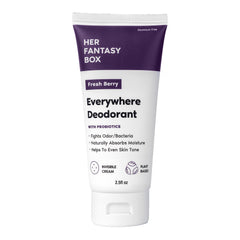 Her Fantasy Box Everywhere Deodorant Berry Scent packaging highlights aluminum-free formula for all-day freshness.