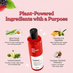 Her Fantasy Box Yummy Body Wash lather in hand promoting clean, soft skin.